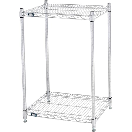 Nexel 2 Shelf, Chrome Wire Shelving Unit, Starter, 24inW x 18inD x 34inH B3124318